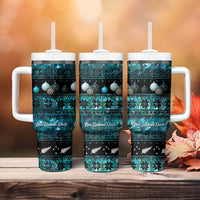 New Zealand Darts Christmas Tumbler With Handle Merry Xmas Aotearoa Maori Paua Shell - Polynesian Pride