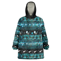 New Zealand Darts Christmas Wearable Blanket Hoodie Merry Xmas Aotearoa Maori Paua Shell - Polynesian Pride