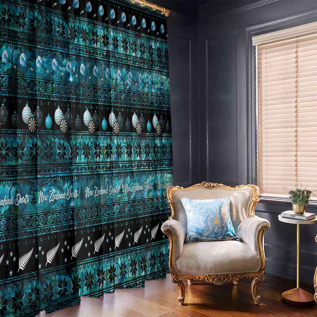New Zealand Darts Christmas Window Curtain Merry Xmas Aotearoa Maori Paua Shell - Polynesian Pride