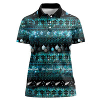 New Zealand Darts Christmas Women Polo Shirt Merry Xmas Aotearoa Maori Paua Shell - Polynesian Pride