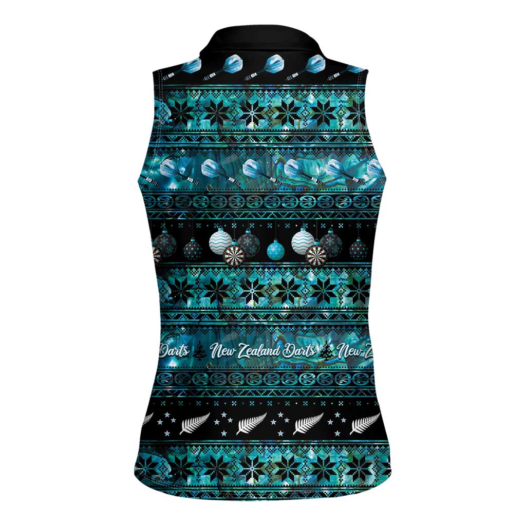 New Zealand Darts Christmas Women Sleeveless Polo Shirt Merry Xmas Aotearoa Maori Paua Shell - Polynesian Pride