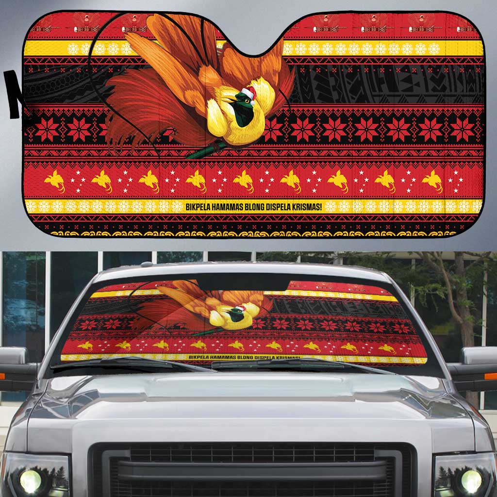 Papua New Guinea Christmas Auto Sun Shade Bikpela hamamas blong dispela Krismas - Polynesian Pride