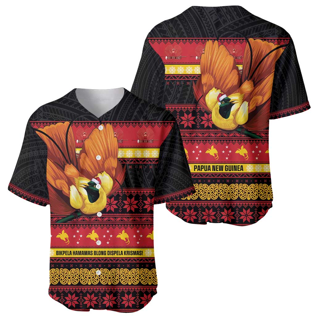 Papua New Guinea Christmas Baseball Jersey Bikpela hamamas blong dispela Krismas - Polynesian Pride