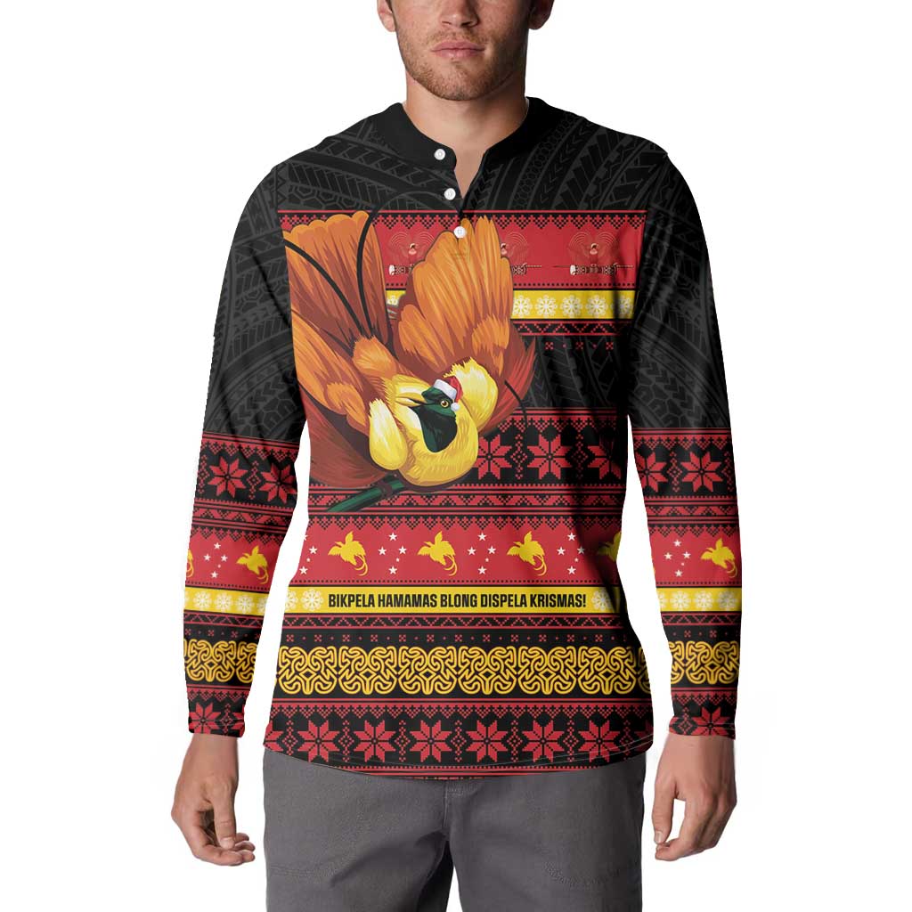 Papua New Guinea Christmas Button Sweatshirt Bikpela hamamas blong dispela Krismas - Polynesian Pride