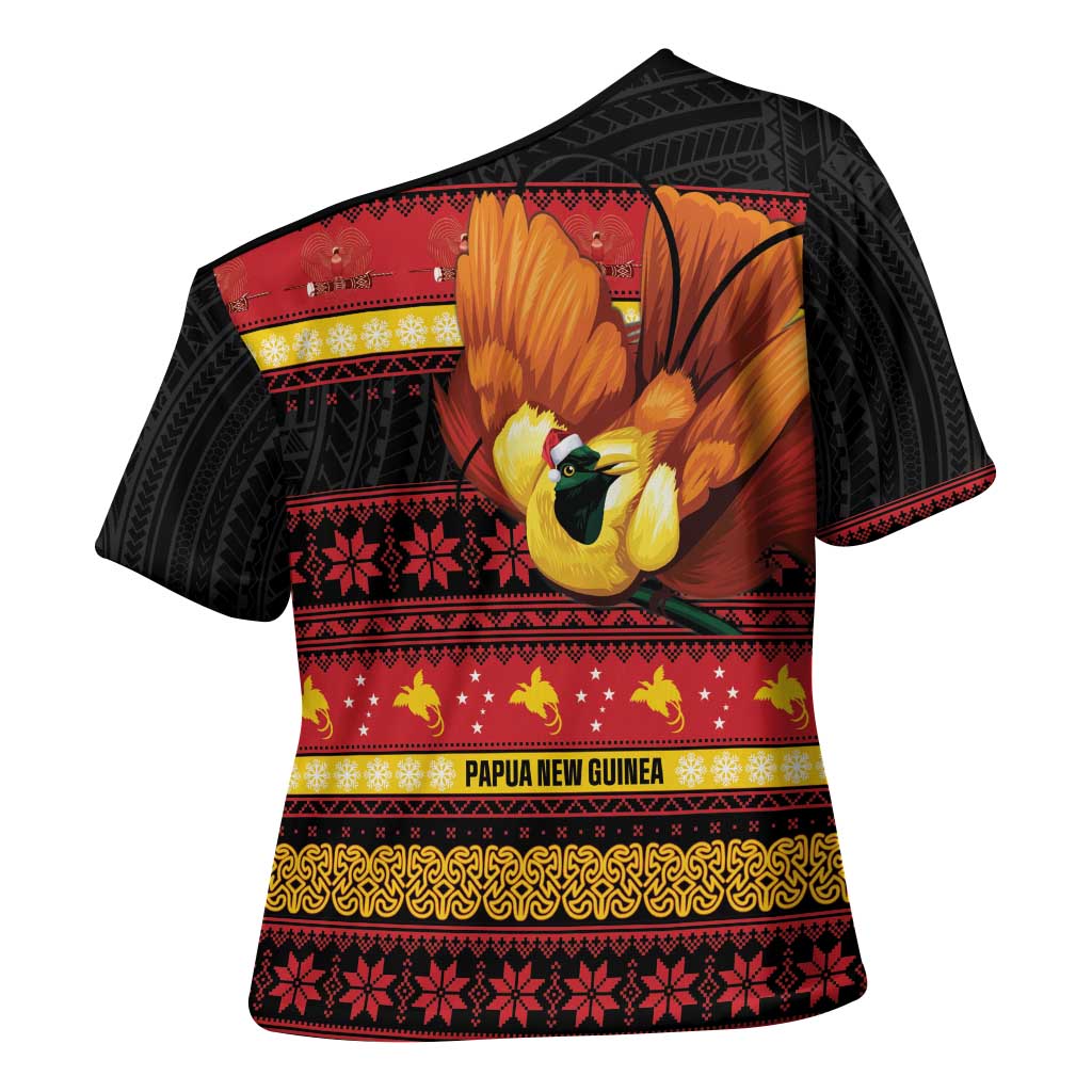 Papua New Guinea Christmas Cross Shoulder Shirt Bikpela hamamas blong dispela Krismas LT14 - Polynesian Pride