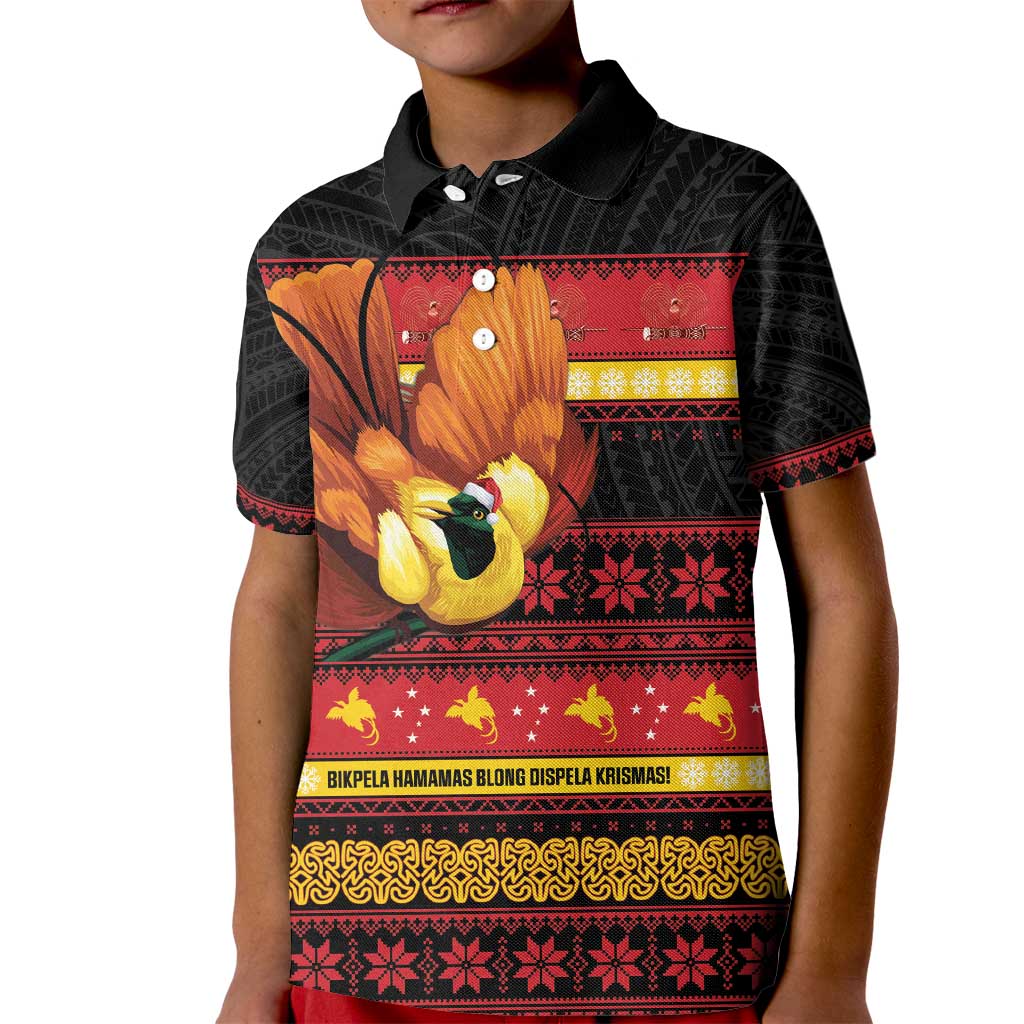 Papua New Guinea Christmas Kid Polo Shirt Bikpela hamamas blong dispela Krismas - Polynesian Pride