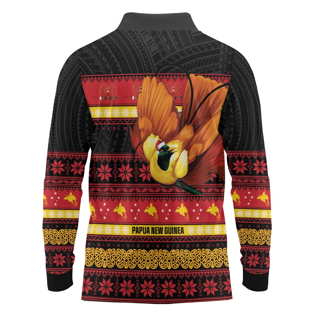 Papua New Guinea Christmas Long Sleeve Polo Shirt Bikpela hamamas blong dispela Krismas - Polynesian Pride