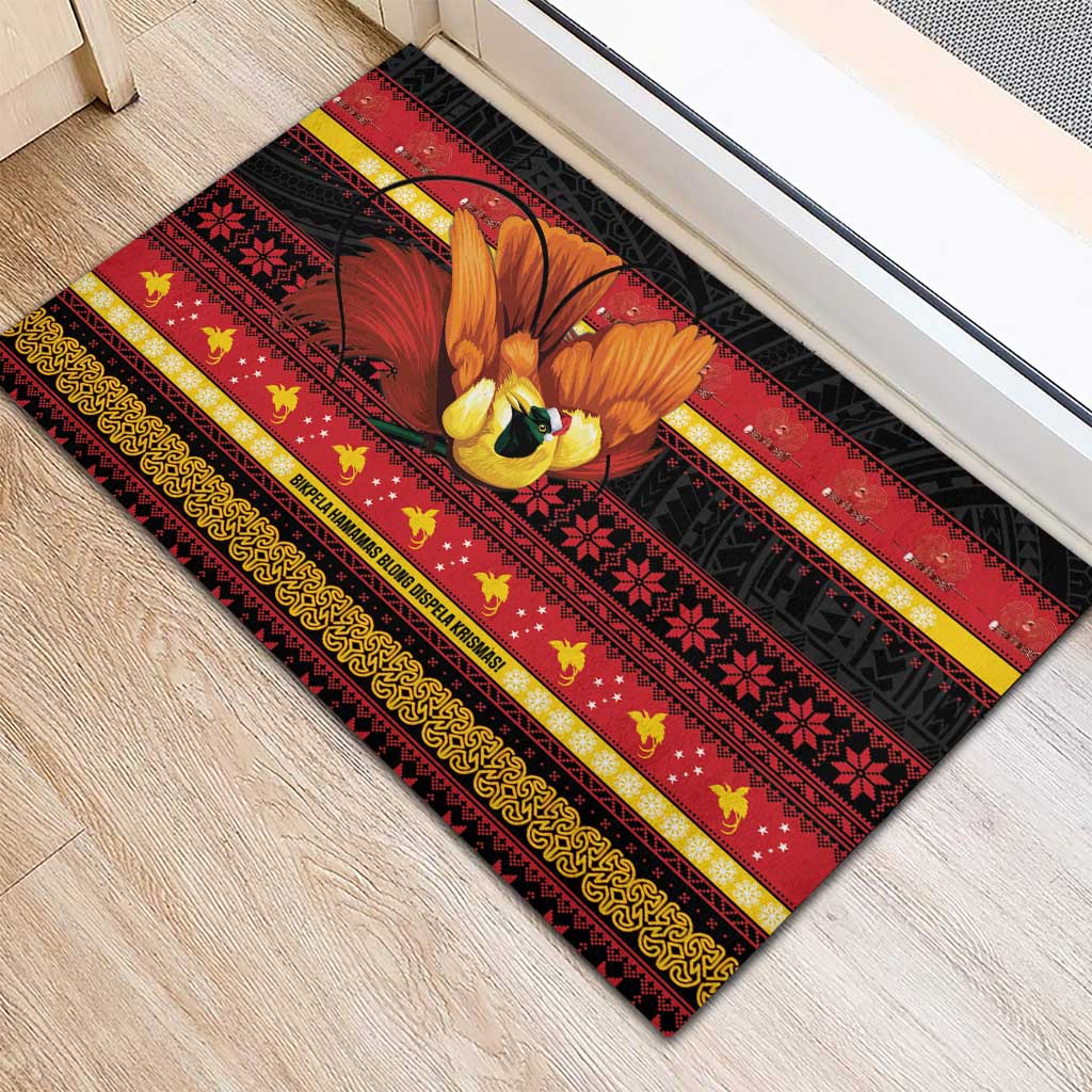 Papua New Guinea Christmas Rubber Doormat Bikpela hamamas blong dispela Krismas - Polynesian Pride