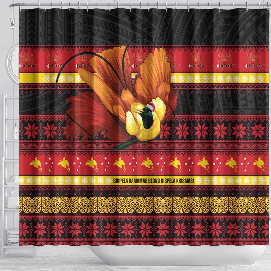 Papua New Guinea Christmas Shower Curtain Bikpela hamamas blong dispela Krismas - Polynesian Pride