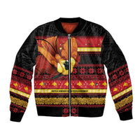 Papua New Guinea Christmas Sleeve Zip Bomber Jacket Bikpela hamamas blong dispela Krismas - Polynesian Pride