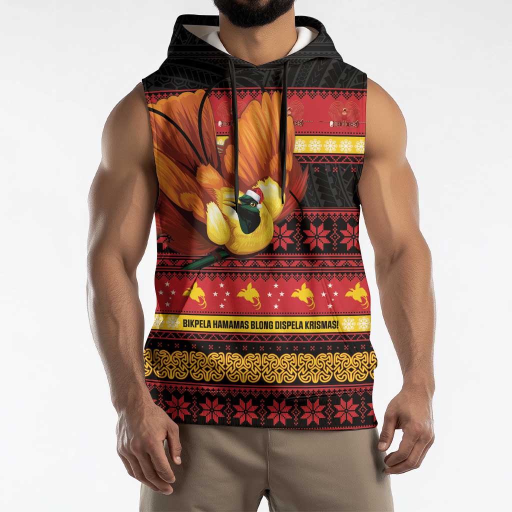 Papua New Guinea Christmas Sleeveless Hoodie Bikpela hamamas blong dispela Krismas - Polynesian Pride