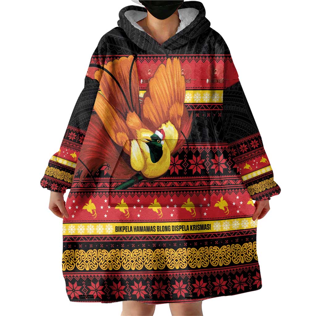 Papua New Guinea Christmas Wearable Blanket Hoodie Bikpela hamamas blong dispela Krismas - Polynesian Pride