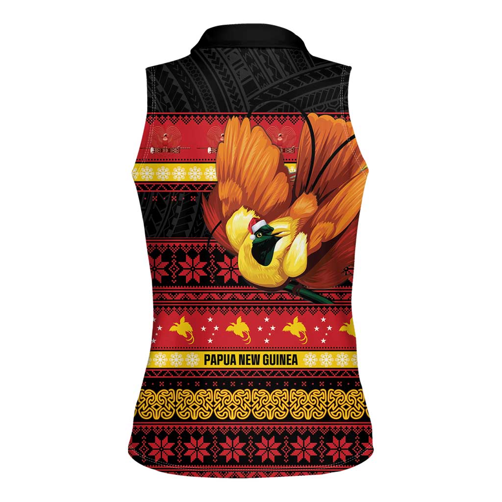 Papua New Guinea Christmas Women Sleeveless Polo Shirt Bikpela hamamas blong dispela Krismas - Polynesian Pride
