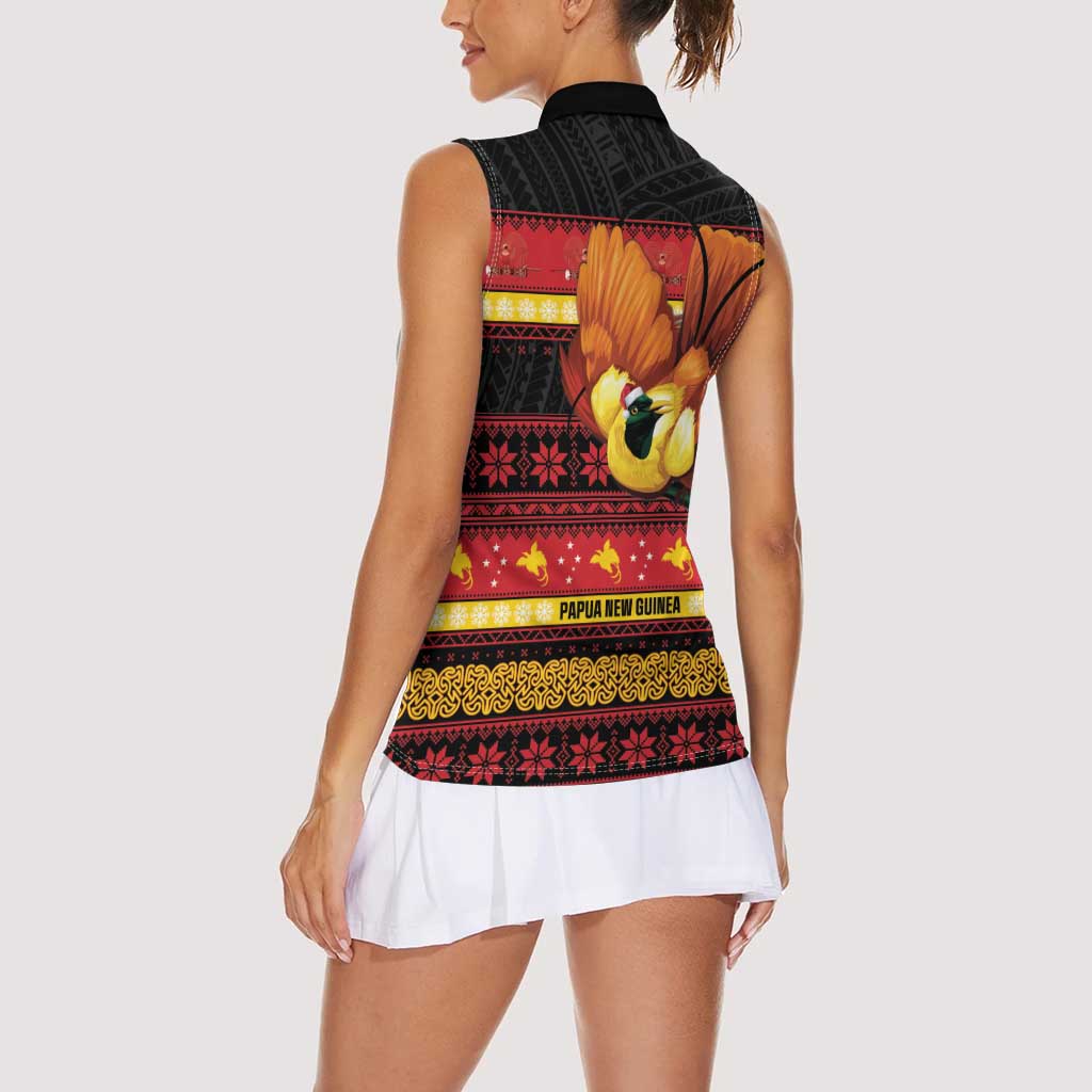 Papua New Guinea Christmas Women Sleeveless Polo Shirt Bikpela hamamas blong dispela Krismas - Polynesian Pride