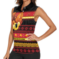 Papua New Guinea Christmas Women Sleeveless Polo Shirt Bikpela hamamas blong dispela Krismas - Polynesian Pride