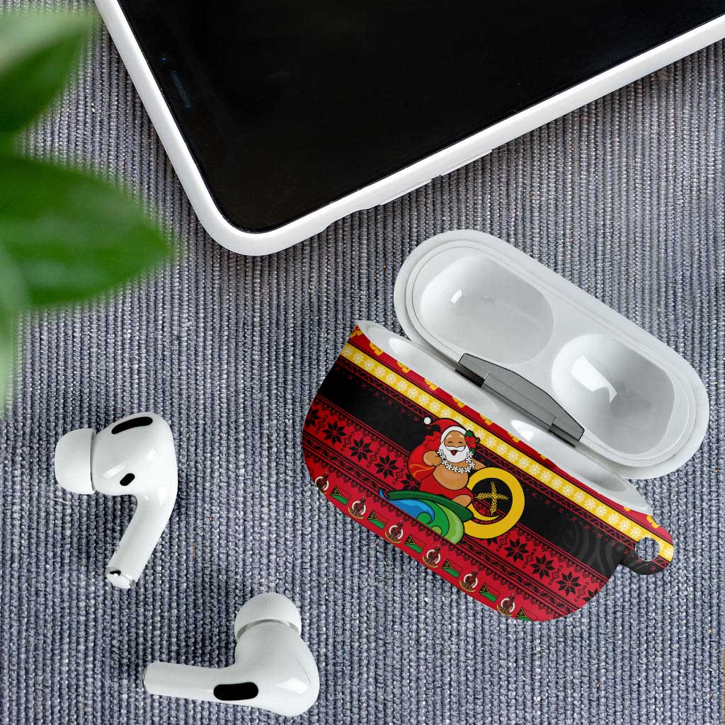 Vanuatu Christmas AirPods Case Joyeux Noel Surfing Santa With Boar Tusk LT14 - Polynesian Pride