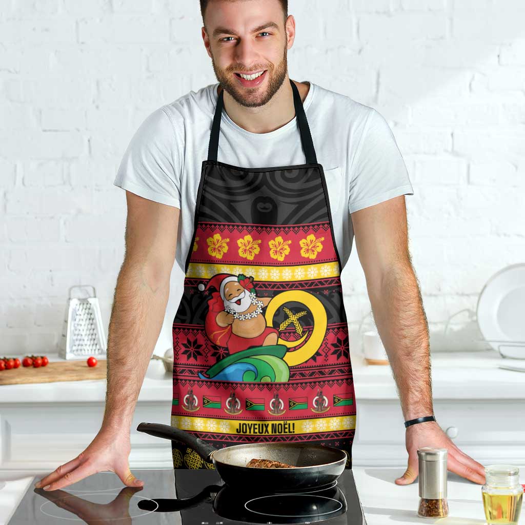 Vanuatu Christmas Apron Joyeux Noel Surfing Santa With Boar Tusk LT14 - Polynesian Pride