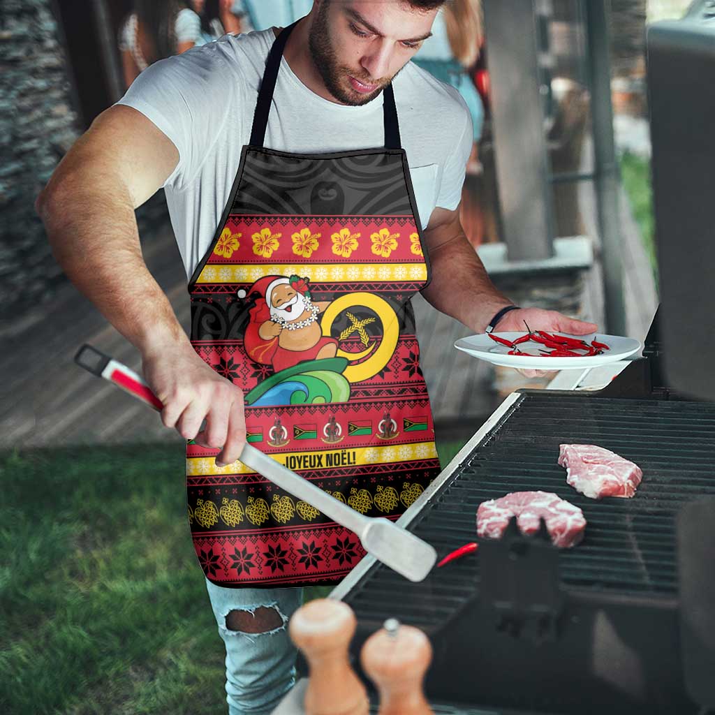 Vanuatu Christmas Apron Joyeux Noel Surfing Santa With Boar Tusk LT14 - Polynesian Pride