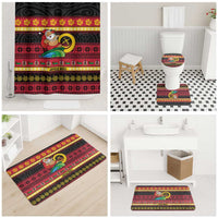 Vanuatu Christmas Bathroom Set Joyeux Noel Surfing Santa With Boar Tusk - Polynesian Pride