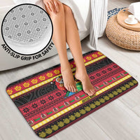 Vanuatu Christmas Bathroom Set Joyeux Noel Surfing Santa With Boar Tusk - Polynesian Pride