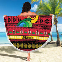 Vanuatu Christmas Beach Blanket Joyeux Noel Surfing Santa With Boar Tusk LT14 - Polynesian Pride