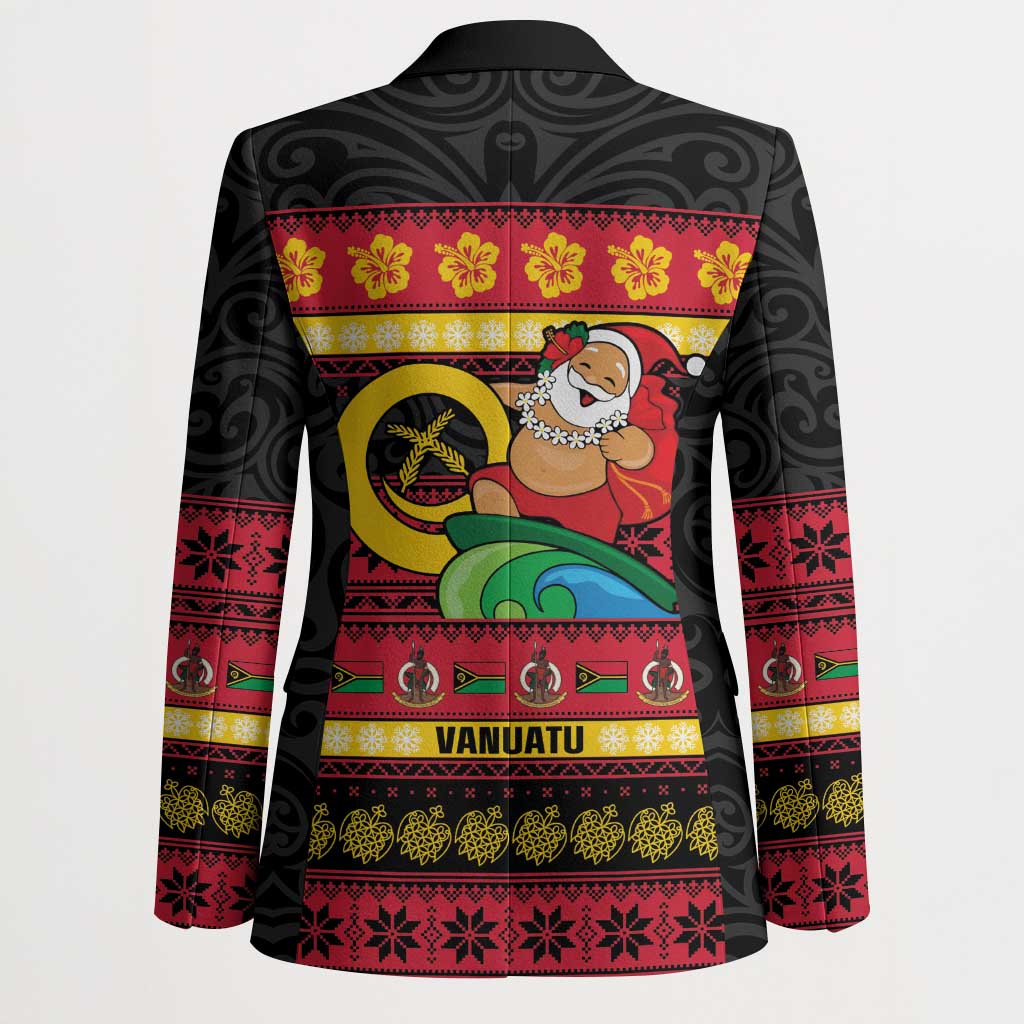 Vanuatu Christmas Blazer Joyeux Noel Surfing Santa With Boar Tusk LT14 - Polynesian Pride
