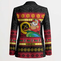 Vanuatu Christmas Blazer Joyeux Noel Surfing Santa With Boar Tusk LT14 - Polynesian Pride