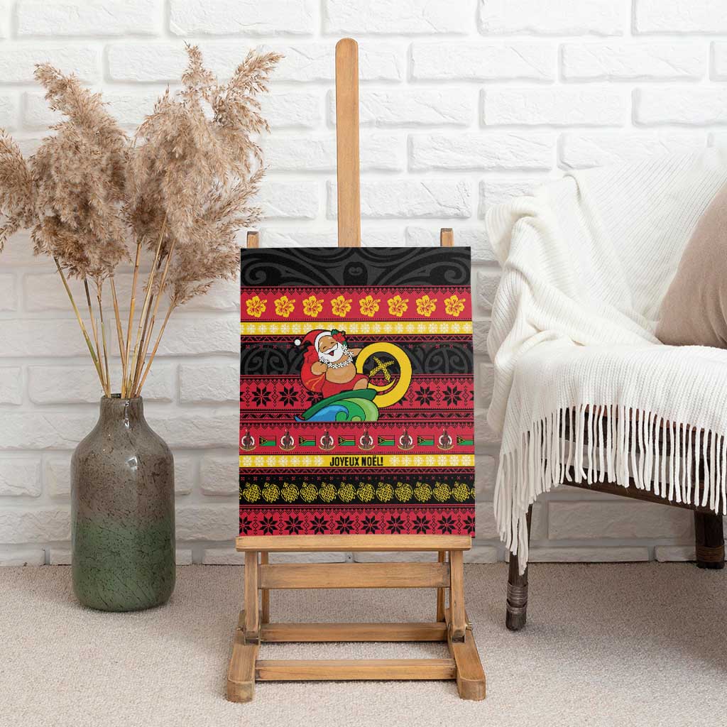 Vanuatu Christmas Canvas Wall Art Joyeux Noel Surfing Santa With Boar Tusk LT14 - Polynesian Pride