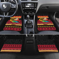 Vanuatu Christmas Car Mats Joyeux Noel Surfing Santa With Boar Tusk LT14 Set 4pcs Red - Polynesian Pride