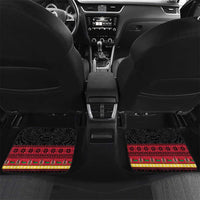 Vanuatu Christmas Car Mats Joyeux Noel Surfing Santa With Boar Tusk LT14 Set 2pcs - Back Red - Polynesian Pride