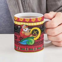 Vanuatu Christmas Ceramic Mug Joyeux Noel Surfing Santa With Boar Tusk LT14 - Polynesian Pride