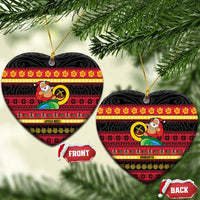Vanuatu Christmas Ceramic Ornament Joyeux Noel Surfing Santa With Boar Tusk LT14 Heart Red - Polynesian Pride