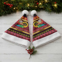 Vanuatu Christmas Santa Hat Joyeux Noel Surfing Santa With Boar Tusk - Polynesian Pride