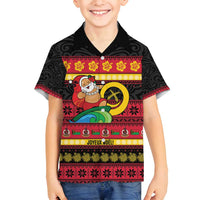 Vanuatu Christmas Family Matching Long Sleeve Bodycon Dress and Hawaiian Shirt Joyeux Noel Surfing Santa With Boar Tusk - Polynesian Pride