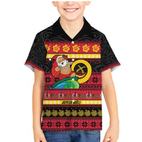 Vanuatu Christmas Family Matching Mermaid Dress and Hawaiian Shirt Joyeux Noel Surfing Santa With Boar Tusk - Polynesian Pride