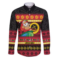 Vanuatu Christmas Family Matching Puletasi and Hawaiian Shirt Joyeux Noel Surfing Santa With Boar Tusk - Polynesian Pride