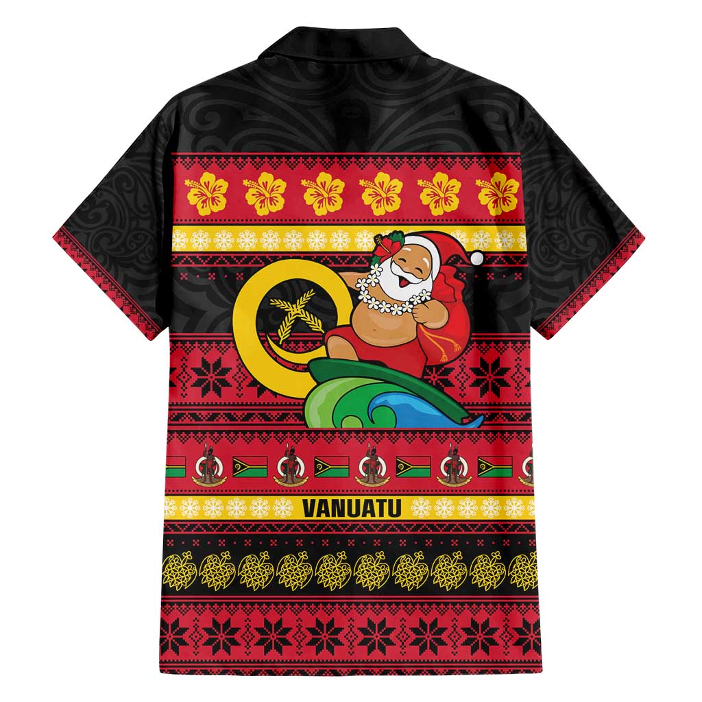 Vanuatu Christmas Hawaiian Shirt Joyeux Noel Surfing Santa With Boar Tusk LT14 - Polynesian Pride