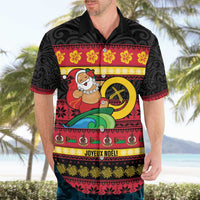 Vanuatu Christmas Hawaiian Shirt Joyeux Noel Surfing Santa With Boar Tusk LT14 - Polynesian Pride