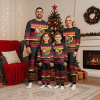 Vanuatu Christmas Pajama Set Joyeux Noel Surfing Santa With Boar Tusk - Polynesian Pride