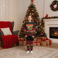 Vanuatu Christmas Pajama Set Joyeux Noel Surfing Santa With Boar Tusk - Polynesian Pride