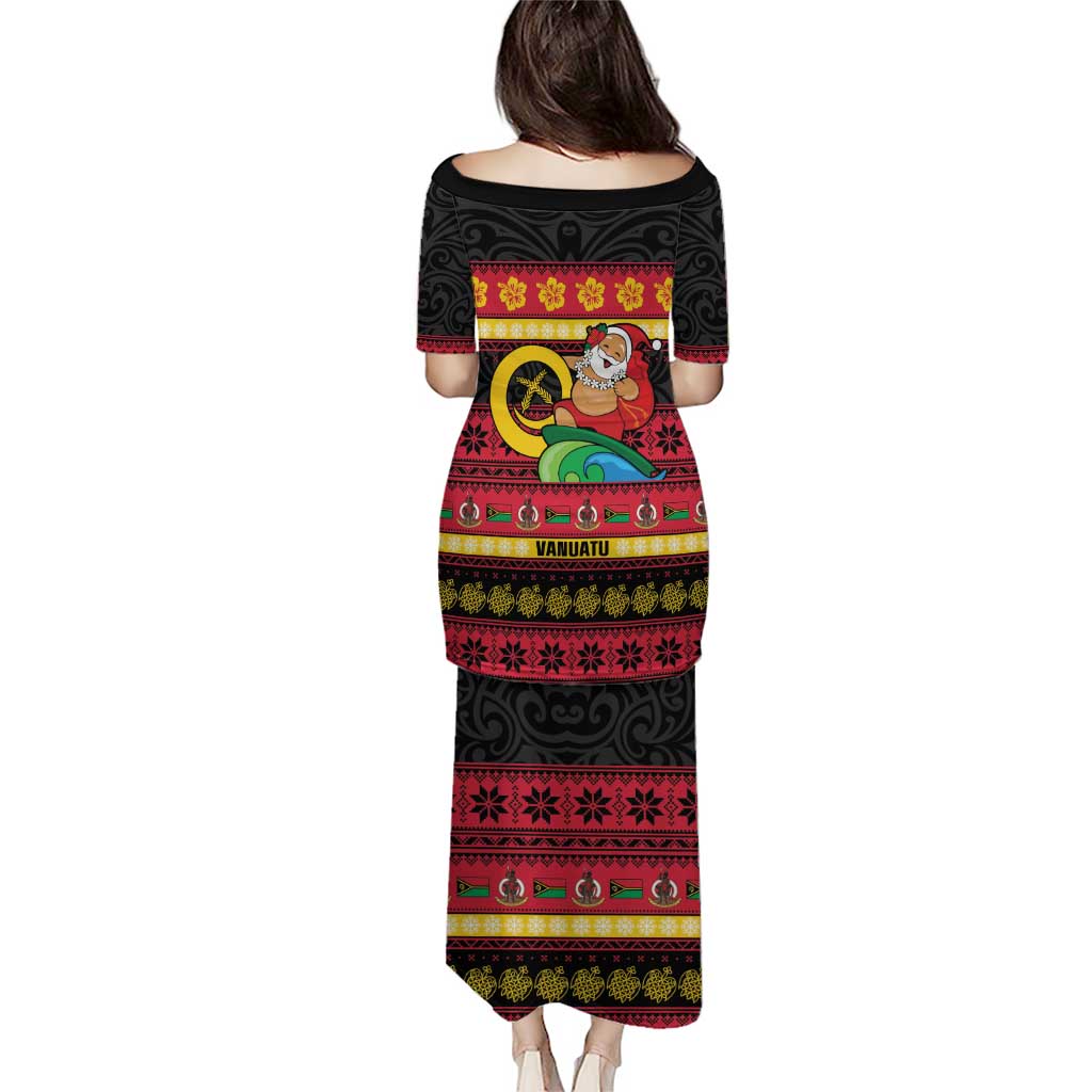 Vanuatu Christmas Puletasi Joyeux Noel Surfing Santa With Boar Tusk - Polynesian Pride