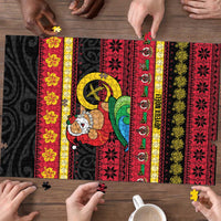 Vanuatu Christmas Puzzle Joyeux Noel Surfing Santa With Boar Tusk LT14 - Polynesian Pride