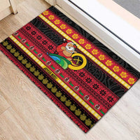 Vanuatu Christmas Rubber Doormat Joyeux Noel Surfing Santa With Boar Tusk LT14 - Polynesian Pride