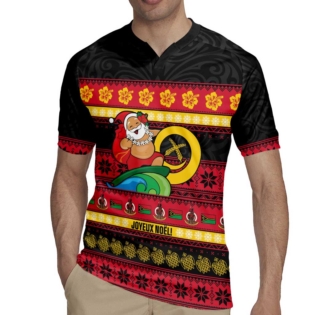Vanuatu Christmas Rugby Jersey Joyeux Noel Surfing Santa With Boar Tusk LT14 - Polynesian Pride