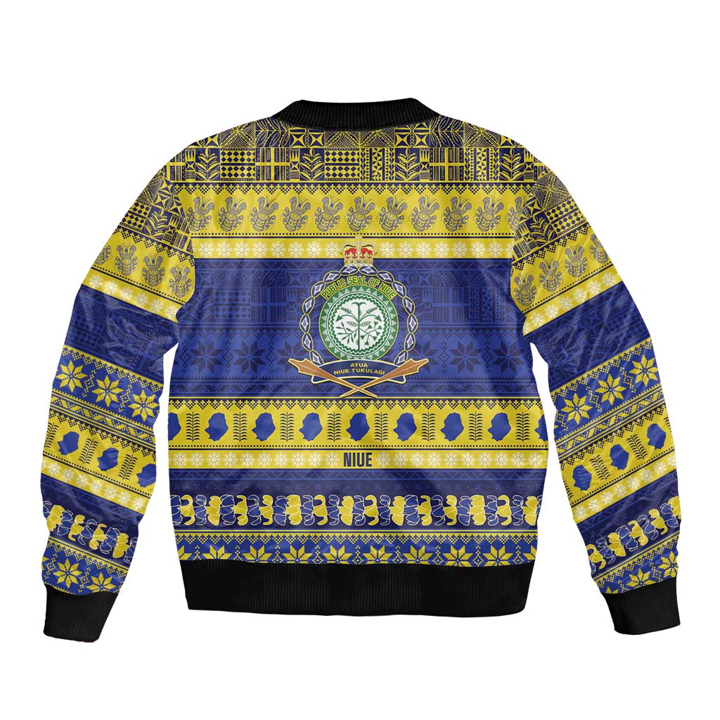 Niue Christmas Bomber Jacket Monuina e Kilisimasi Hiapo Motifs - Polynesian Pride