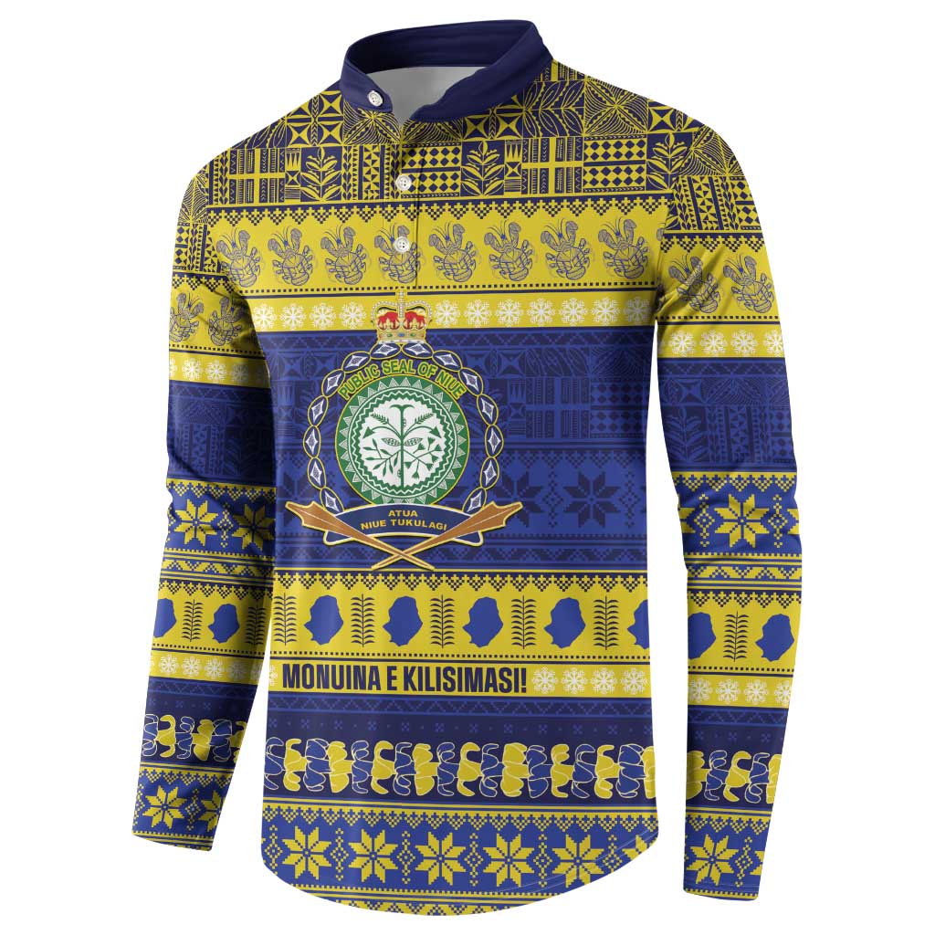Niue Christmas Button Sweatshirt Monuina e Kilisimasi Hiapo Motifs LT14 - Polynesian Pride