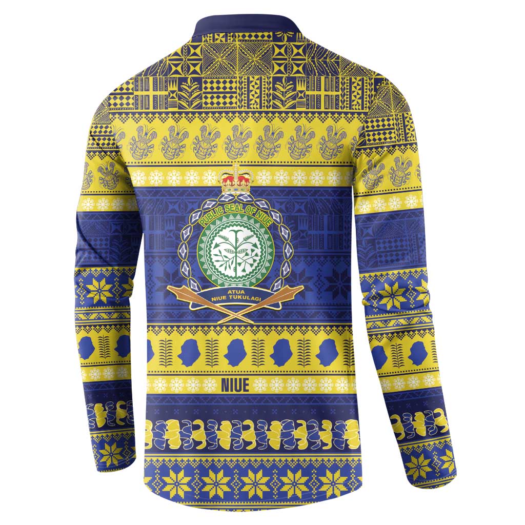 Niue Christmas Button Sweatshirt Monuina e Kilisimasi Hiapo Motifs LT14 - Polynesian Pride