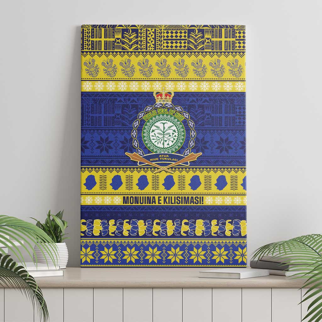 Niue Christmas Canvas Wall Art Monuina e Kilisimasi Hiapo Motifs LT14 - Polynesian Pride