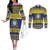 Niue Christmas Couples Matching Off The Shoulder Long Sleeve Dress and Long Sleeve Button Shirt Monuina e Kilisimasi Hiapo Motifs - Polynesian Pride