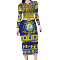 Niue Christmas Family Matching Long Sleeve Bodycon Dress and Hawaiian Shirt Monuina e Kilisimasi Hiapo Motifs - Polynesian Pride